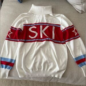 White Blue Red Apres ‘SKI' Turtleneck Sweater